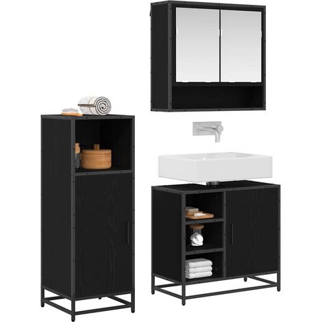 Ensemble de mobilier de salle de bain 3 pcs Chêne noir CFW141267 (1/5)