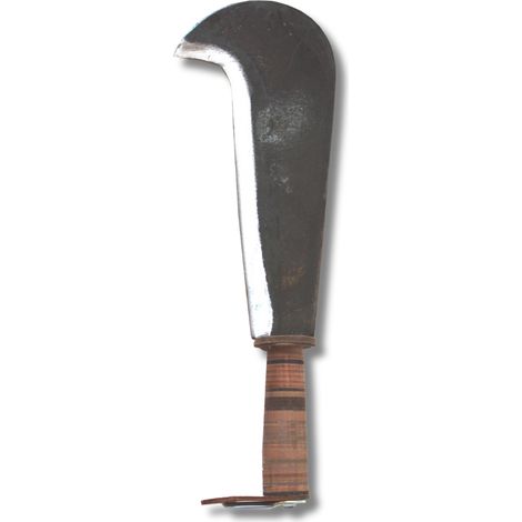 Roncola tipo con lama 30 cm in acciaio forgiato e manico in cuoio con gancio