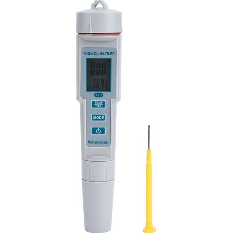 Stylo testeur numérique 4 en 1 pour la qualité de l'eau (pH, TDS, EC, température) - Eau potable et piscine (1/5)