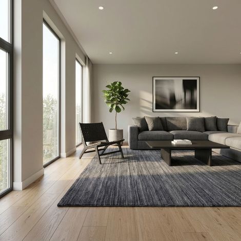 Tapis Gabbeh indien Tapis Uni - Tapis en laine  - 90x60cm, Rectangular - 100% Laine vierge - Tissé main - Gris