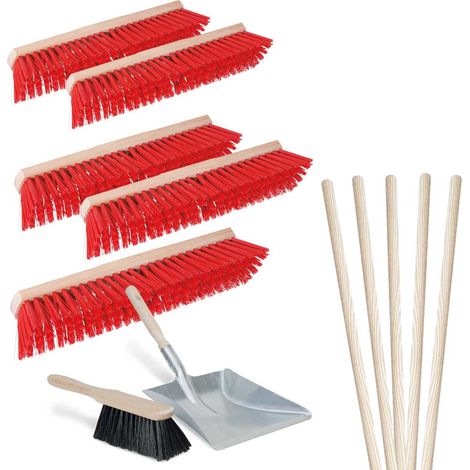 BRB Lot de 5 balais de Route, Longueur 600 mm, avec 5 Manches en Bois de Selle + 1 kit de Balayage (1/2)