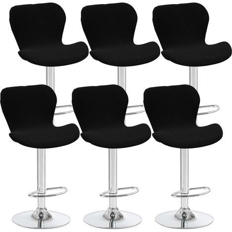 Lot de 6 housses de tabouret pivotant incurvées noires, 40 x 30 x 30 cm, housses de chaise de bar à dossier bas, adaptées aux comptoirs, bars et cuisines (1/5)