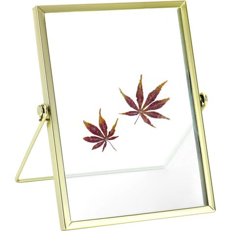 Fotolijst - Vidrio Doble Cara - Metalico Dorado - 20x15 cm - Para Fotos Arte Botanica - 1 Unidad (1/5)