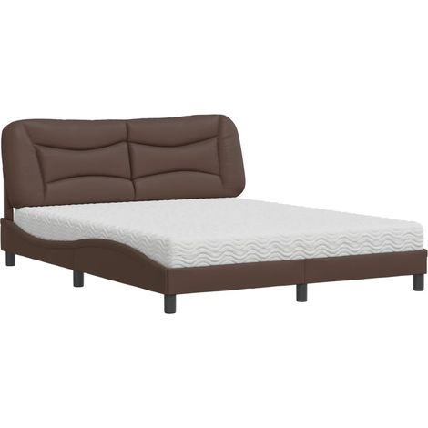 Maison Exclusive - Lit avec matelas Hvar marron 160x200 cm similicuir