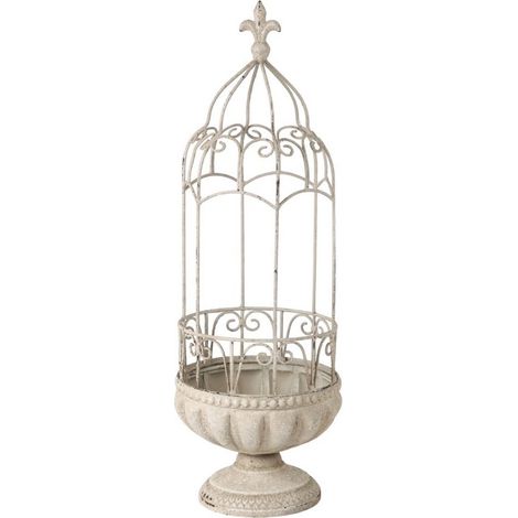 61cm Decorative Metal Planter - L21 x W21 x H61 cm - Cream