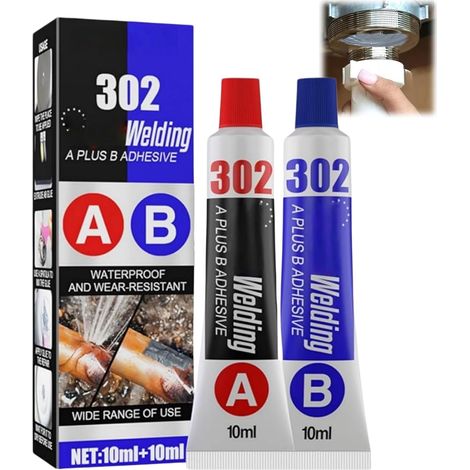 Soudure à Froid Metal,Welding Glue AB Glue,Soudure a Froid,Adhésif de Réparation Résistant pour Acier Inoxydable,Durcissement Rapide,Colle Metal pour Réservoirs De Carburant De La Plomberie(10mlx2) (1/5)