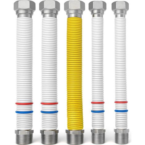 Kit 5 flessibili in acciaio inox AISI316 per installazione caldaia a gas (1/2)