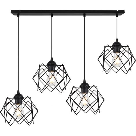 LAMPADA A SOSPENSIONE STELLA 4 PARALUME NERO PIATTO E27