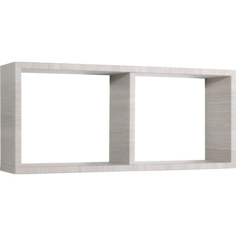 Mensola Rettangolare 2 Scomparti da Parete 70x30x15,5 cm in Fibra di Legno Morgana Rovere Grigio (1/5)
