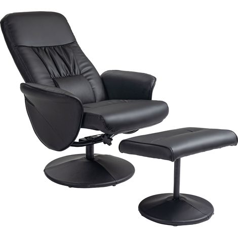 Ensemble fauteuil 2 pièces inclinable avec repose-pieds, réglable en hauteur, dossier inclinable, noir (1/5)