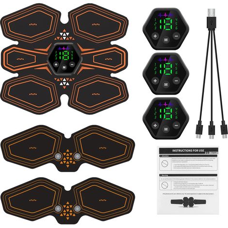 EMS-Bauchmuskelstimulator, Hüftmuskeltrainer, LCD-Bildschirm, USB-Anschluss, für Bauchmuskeltraining, Heimfitness, Körperstraffung, Schlankheitskorsett 04439-AquaForge