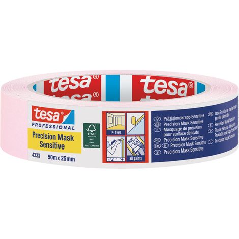 Tesa Precision Masking Tape Sensitive (14 days) Pink - 25mm x 50m