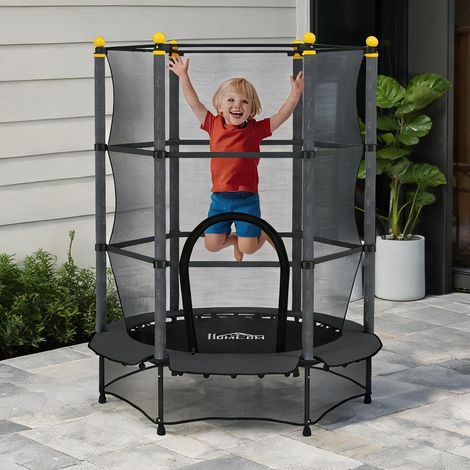 Trampoline coloris noir en acier plastique 140 x 140 x 190 cm (1/5)