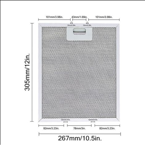 Compatible avec le filtre de hotte aspirante Whirlpool/Ikea/Jenn Air W10169961A, filtre en aluminium, 305 x 267 mm, kit de remplacement pour hotte aspirante de cuisine.