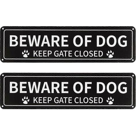 Panneau « Attention aux chiens dangereux » - Panneau d'avertissement réfléchissant et imperméable (lot de 2) (1/5)