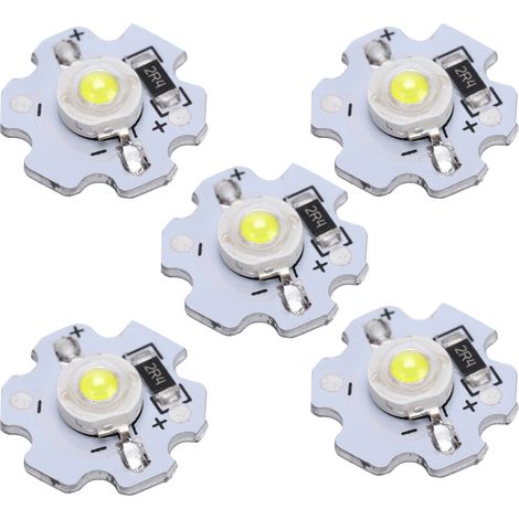 Lot de 25 puces LED 5V 200LM 3W haute puissance pour luminaires DIY, blanc pur 6000-6500K (1/5)