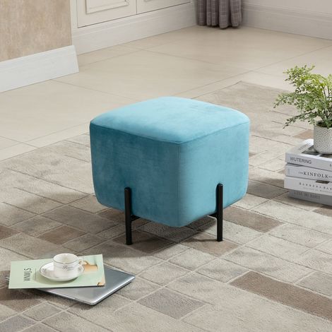 MEUBLIV Pouf sgabello 44,5 x 44,5 x 41,5 cm turchese – seduta aggiuntiva versatile (1/5)
