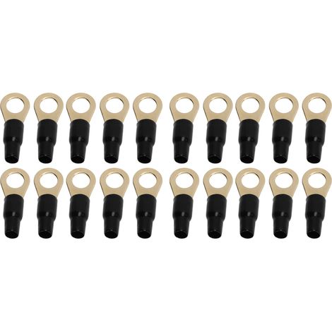 Lot de 20 cosses annulaires en cuivre de calibre 4 AWG pour câbles, destinées aux boîtes de distribution pour véhicules. (1/5)