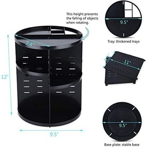 Boîte de rangement cosmétique rotative à 360° (Noir-K) (1/5)