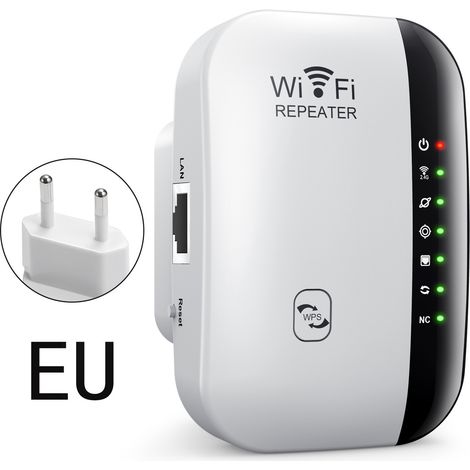WiFi repeater, network extender, UK/Australia standard wireless signal amplifier, new home router - third generation, 7-LED, European standard, white. (1/4)