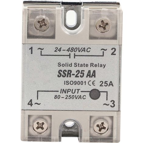 SSR25 AA 25A Halbleiterrelaismodul SSR AC/AC-Eingang 80–250 V AC, Ausgang 24–480 V AC