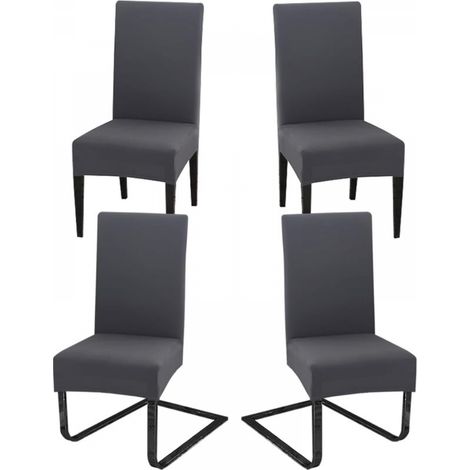 Lot de 4 housses de chaise extensibles, universelles, amovibles, lavables, modernes et durables, pour la maison, l'hôtel, le restaurant, les fêtes, les banquets et la décoration de la cuisine (1/5)