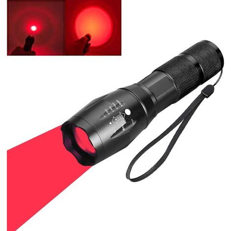 lampe torche rouge, Lampe de poche tactique rouge à lampe torche signal zoomable 1 mode pour vision nocturne astronomie pêche aviation (1/5)
