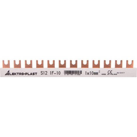 Barra di collegamento 1P 63A 10mm2 forcella 1F S12 1F-0 45.102