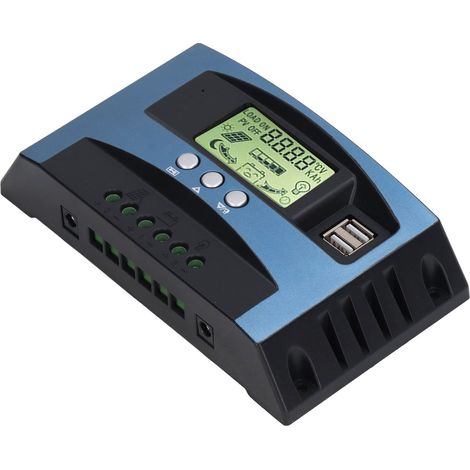 MPPT-Solarladeregler 12V/24V mit automatischer Erkennung, LCD-Anzeige, zwei USB-Ausgängen, einstellbarem Solarstromregler (30A) (1/5)