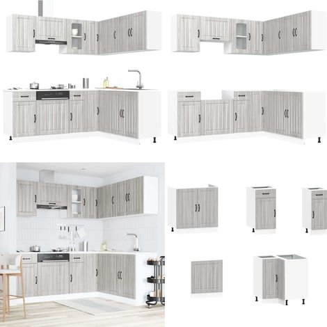 vidaXL 11-tlg. Küchenschrank-Set Lucca Grau Sonoma Holzwerkstoff (1/5)