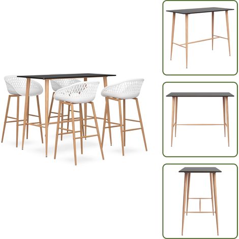 Ensemble de bar 5 pcs Noir et blanc - Ensemble De Bar - Mobilier De Salle À Manger - Table De Bar - Tabourets De Bar - Design Moderne (1/5)