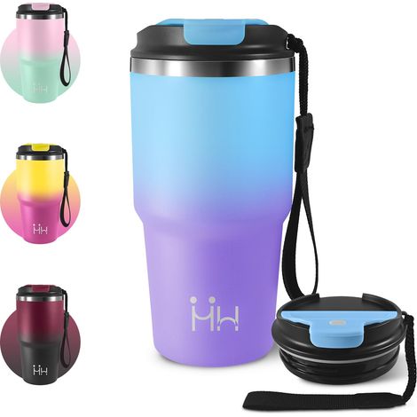 Mug Isotherme Cafe 600ml, Tasse à Café à Emporter, Tasse Isolante Hermétique à Vide avec Couvercle, sans BPA, Café Étanche Mug, Réutilisable, pour Café Chaud et Froid, Lait et Thé, Voyage, Course (1/5)
