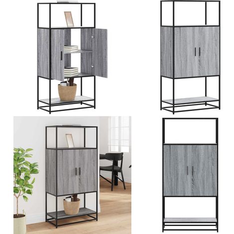 vidaXL Buffet haut sonoma gris 68x35x139 cm bois d'ingénierie et métal (1/5)