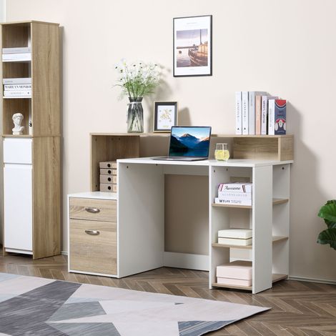 Bureau d'ordinateur moderne avec étagères en MDF 137 x 55 x 92 cm (1/5)