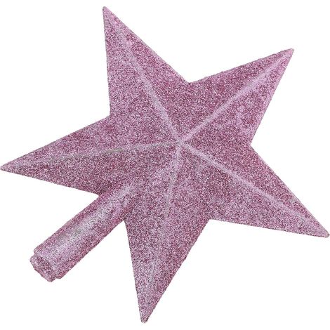 Étoile Scintillante Rose en Plastique pour Sapin de Noël 15 Cm, Décoration Suspendue pour Bureaux et Bars, Ornement Festif Lumineux (1/5)