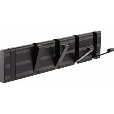 Zusammenklappbare Wandgarderobe, schwarzer, robuster Wandhaken mit 5 Haken, moderne Metallgarderobe für Badezimmer, Schlafzimmer, Flur (1/5)