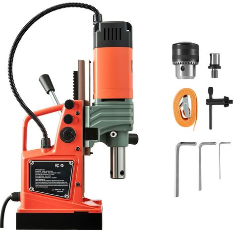 Tragbare Magnetbohrmaschine mit 1350 W Leistung, 50 mm Bohrdurchmesser, 12500 N Kraft, einstellbare Drehzahl 0-500 U/min, Weldon-Bohrfutter, für Metallbearbeitung, industrielle Anwendungen und Heimwer (1/5)