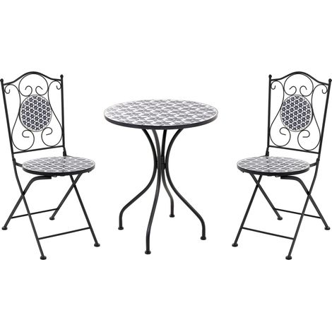 Bistro Set SIROLO Metall Weiß / Blau (1/5)