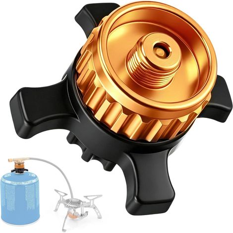 Adaptateur pour Cartouche de Gaz, Adaptateur de Cartouche de Gaz, Adaptateur Bouteille, Connecteur de Réchaud pour Camping et Cuisine Portable (Doré) (1/5)