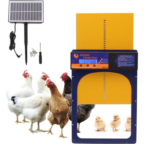 GARRYFIZH Porte de Poulailler Automatique Solaire – Minuterie, Étanche IP45, Aluminium, pour Ferme Bleu Jewel (1/5)