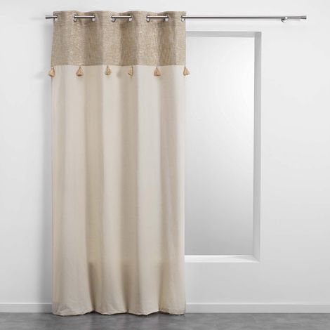 Lot de 4 Rideaux à Œillets - 140 x 240 cm - Polycoton Uni avec Haut Métallisé Sultan Or (1/4)
