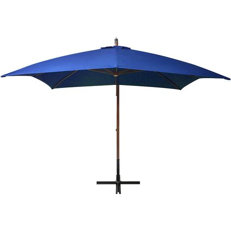 Ombrellone Parasole a Sbalzo Azzurro 3x3 m Palo in Abete Massello (1/5)