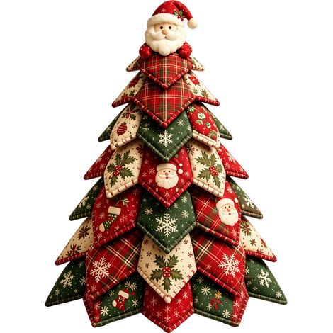 Un sapin de Noël matelassé à faire soi-même, mignon, unique et varié, une décoration d'intérieur sur le thème de Noël, représentant le Père Noël. (1 pièce) (1/5)