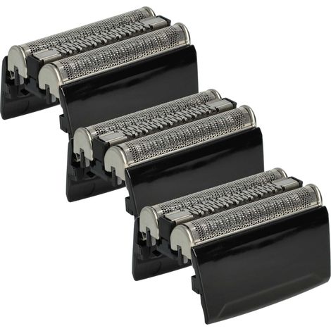 vhbw 3x Ersatz-Scherköpfe kompatibel mit Braun Typ 5070cc, 5090cc, 5080cc, 5748, 5030s, 5020s, 5050cc, 5040s Elektrorasierer, Schwarz