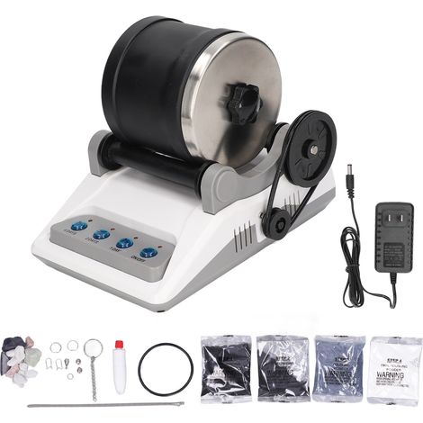 Elektrisches Edelsteinpolierset für Erwachsene und Kinder, mit Rohsteinen und Schleifmitteln – 100–240 V, US-Stecker