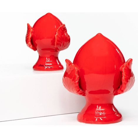 PUMO colorato ROSSO Salentino Chiuso NEW decorazione in ceramica tipica pugliese Medio H 12 cm
