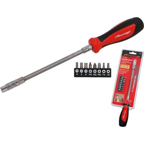 Neilsen 9pc Magnetic Ratchet Soft Grip Handle Screwdriver Bit Set Torx Pz Flat