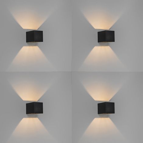 AMXCNOY Applique murale moderne noire avec éclairage intérieur, 4 pièces, longueur 80 mm, pour salon, chambre, cuisine et salle à manger (1/4)