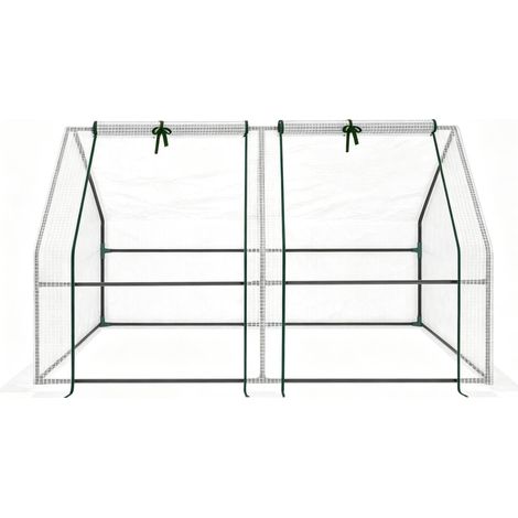 CHICFURN Mini serre de jardin blanche 180 x 90 x 90 cm avec bâche PE transparente anti-UV, 2 fenêtres enroulables zippées et structure acier pour potager (1/5)