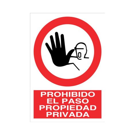 Señal de pictograma y texto Prohibido el paso Propiedad privada                                                   Poliestireno       210X148